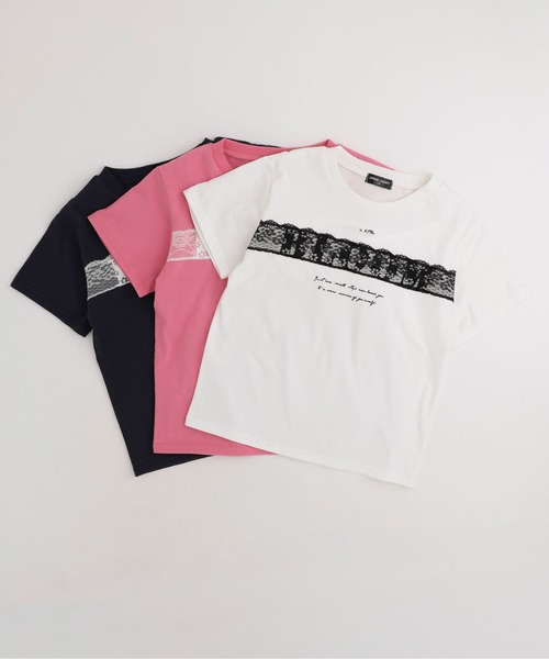 URBAN CHERRY(アーバンチェリー)の「【綿100%/吸水速乾】フラワーロゴプリントレースTシャツ(Tシャツ/カットソー・キッズ・ピンク/ネイビー/ホワイト・150cm/140cm/130cm/120cm/110cm)」の20枚目の写真