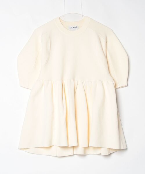 CLANE（クラネ）の「PEPLUM HALF SLEEVE KNIT TOPS 10106-2133（ニット/セーター・メンズ・ブラック/オフホワイト/グリーン・FREE）」の2枚目の写真