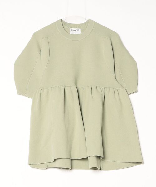 CLANE（クラネ）の「PEPLUM HALF SLEEVE KNIT TOPS 10106-2133（ニット/セーター・メンズ・ブラック/オフホワイト/グリーン・FREE）」の3枚目の写真