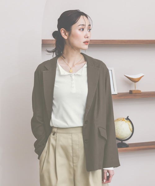 GLOBAL WORK（グローバルワーク）の「ヘンリーネック長袖/660941（Tシャツ/カットソー・レディース・ライトグレー/ホワイト/イエロー・LARGE/MEDIUM）」の19枚目の写真