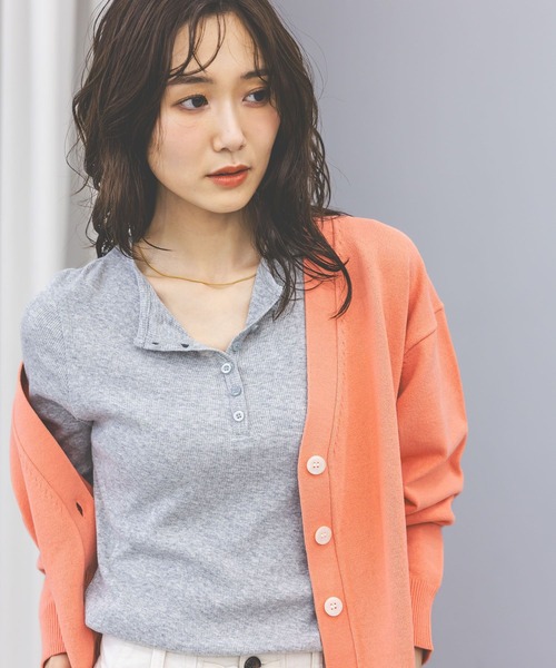 GLOBAL WORK（グローバルワーク）の「ヘンリーネック長袖/660941（Tシャツ/カットソー・レディース・ライトグレー/ホワイト/イエロー・LARGE/MEDIUM）」の4枚目の写真