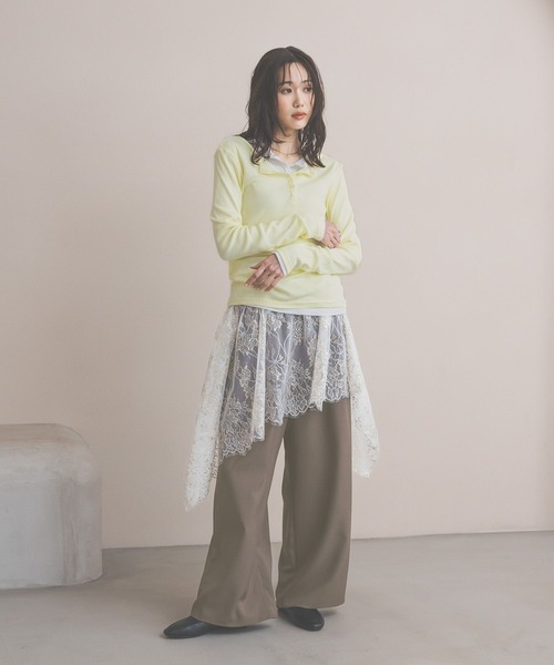 GLOBAL WORK（グローバルワーク）の「ヘンリーネック長袖/660941（Tシャツ/カットソー・レディース・ライトグレー/ホワイト/イエロー・LARGE/MEDIUM）」の7枚目の写真