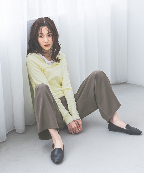 GLOBAL WORK（グローバルワーク）の「ヘンリーネック長袖/660941（Tシャツ/カットソー・レディース・ライトグレー/ホワイト/イエロー・LARGE/MEDIUM）」の9枚目の写真