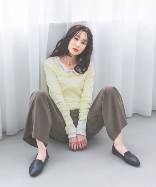 GLOBAL WORK（グローバルワーク）の「ヘンリーネック長袖/660941（Tシャツ/カットソー・レディース・ライトグレー/ホワイト/イエロー・LARGE/MEDIUM）」の10枚目の写真