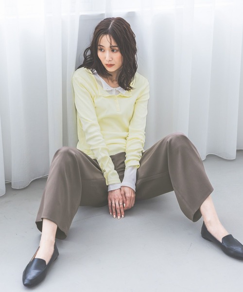 GLOBAL WORK（グローバルワーク）の「ヘンリーネック長袖/660941（Tシャツ/カットソー・レディース・ライトグレー/ホワイト/イエロー・LARGE/MEDIUM）」の11枚目の写真