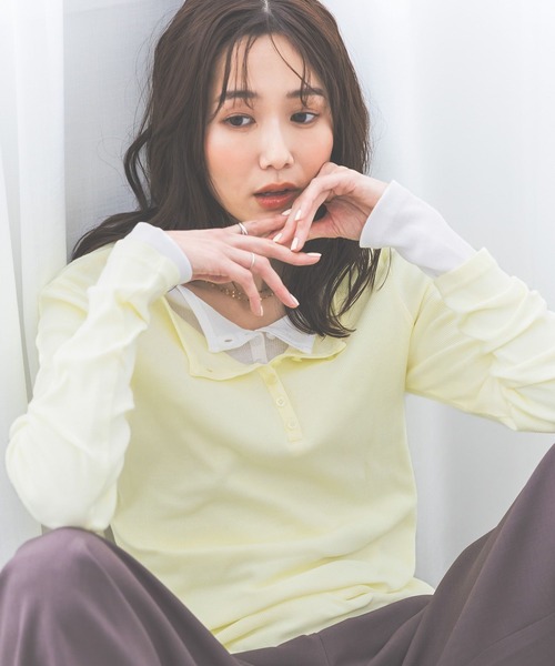 GLOBAL WORK（グローバルワーク）の「ヘンリーネック長袖/660941（Tシャツ/カットソー・レディース・ライトグレー/ホワイト/イエロー・LARGE/MEDIUM）」の12枚目の写真