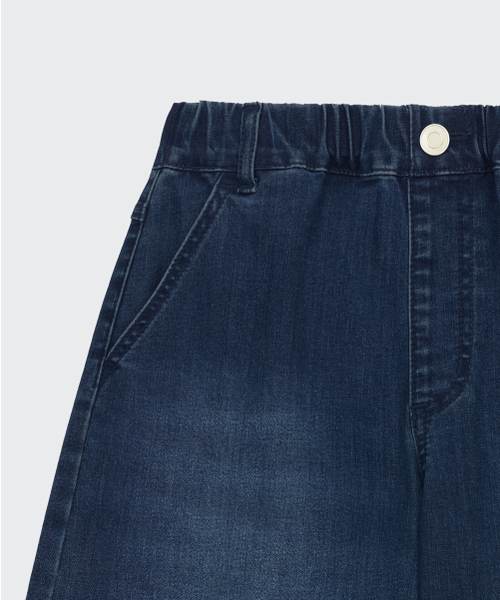 MUSINSA STANDARD KIDS（ムシンサスタンダードキッズ）の「[クールタンダード] ビッグブラシバミューダデニムパンツ [ディープインディゴ]（デニムパンツ・レディース・その他・110/120/130/140/150/160）」の3枚目の写真