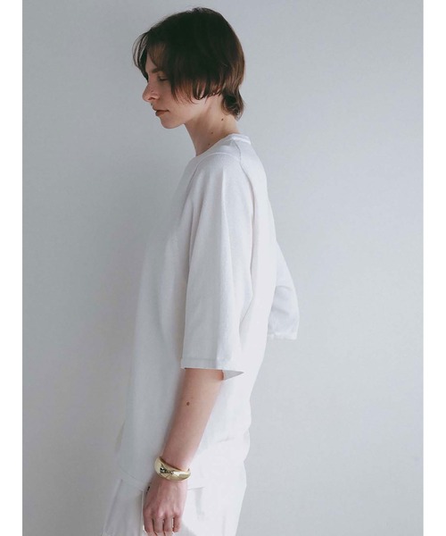 HER.(ハー)の「コットンナイロンニットTシャツ(ニット/セーター・レディース・グレー/ホワイト・フリー)」の8枚目の写真