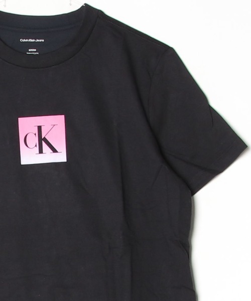 Calvin Klein Jeans(カルヴァンクラインジーンズ)の「Calvin Klein Jeans カルバンクラインジーンズ CK OMBRE BOX LOGO CREWNECK TEE モノグラム 半袖Tシャツ(Tシャツ/カットソー・レディース・ホワイト/ブラック・S/M)」の2枚目の写真