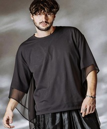 NO ID.（ノーアイディ）の「【NO ID.】Docking Sheer Drape Big T-Shirt / ドッキング シアー ドレープ ビッグ Tシャツ（Tシャツ/カットソー）」