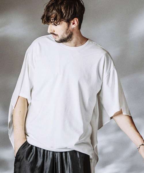 NO ID.（ノーアイディ）の「【NO ID.】Docking Sheer Drape Big T-Shirt / ドッキング シアー ドレープ ビッグ Tシャツ（Tシャツ/カットソー・メンズ・グレー/ブラック/ホワイト・ONE SIZE）」の2枚目の写真
