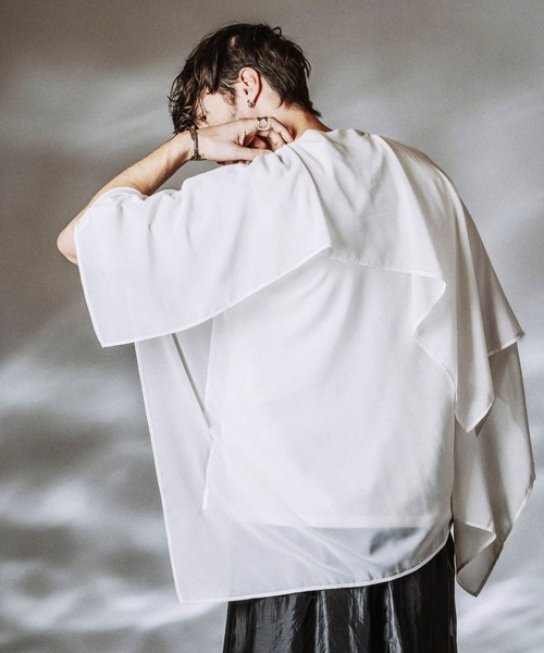NO ID.（ノーアイディ）の「【NO ID.】Docking Sheer Drape Big T-Shirt / ドッキング シアー ドレープ ビッグ Tシャツ（Tシャツ/カットソー・メンズ・グレー/ブラック/ホワイト・ONE SIZE）」の7枚目の写真