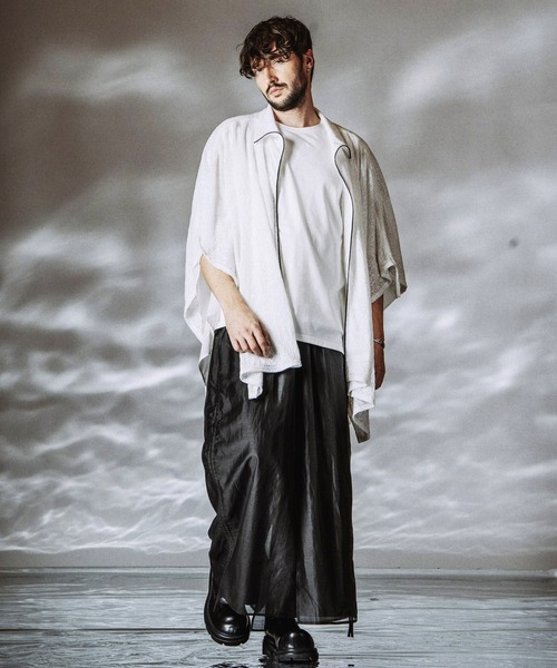 NO ID.（ノーアイディ）の「【NO ID.】Docking Sheer Drape Big T-Shirt / ドッキング シアー ドレープ ビッグ Tシャツ（Tシャツ/カットソー・メンズ・グレー/ブラック/ホワイト・ONE SIZE）」の9枚目の写真