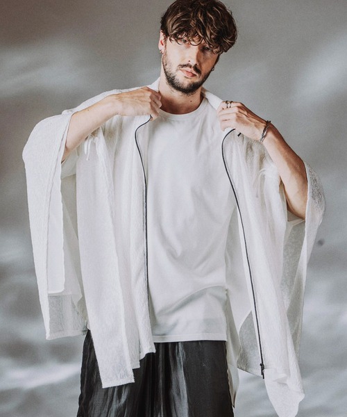 NO ID.（ノーアイディ）の「【NO ID.】Docking Sheer Drape Big T-Shirt / ドッキング シアー ドレープ ビッグ Tシャツ（Tシャツ/カットソー・メンズ・グレー/ブラック/ホワイト・ONE SIZE）」の10枚目の写真