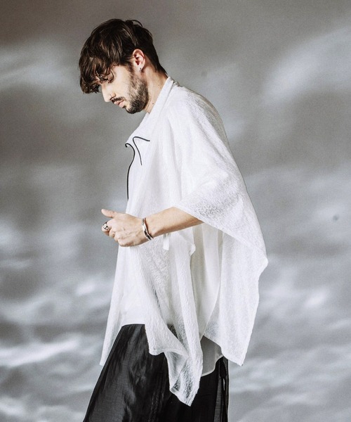 NO ID.（ノーアイディ）の「【NO ID.】Docking Sheer Drape Big T-Shirt / ドッキング シアー ドレープ ビッグ Tシャツ（Tシャツ/カットソー・メンズ・グレー/ブラック/ホワイト・ONE SIZE）」の11枚目の写真