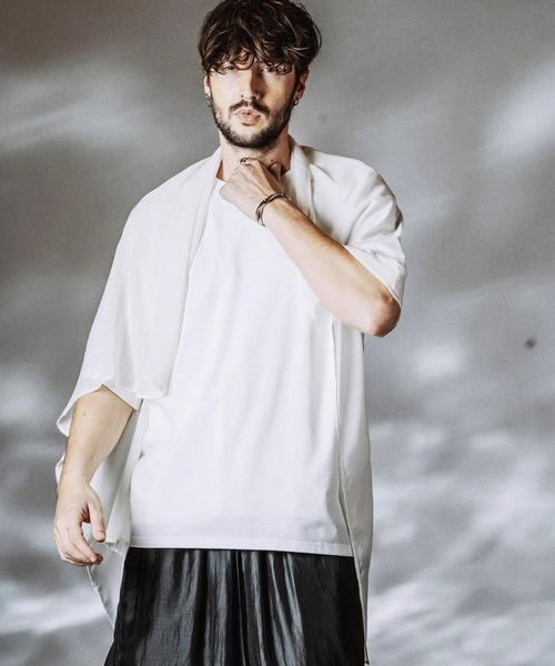 NO ID.（ノーアイディ）の「【NO ID.】Docking Sheer Drape Big T-Shirt / ドッキング シアー ドレープ ビッグ Tシャツ（Tシャツ/カットソー・メンズ・グレー/ブラック/ホワイト・ONE SIZE）」の12枚目の写真
