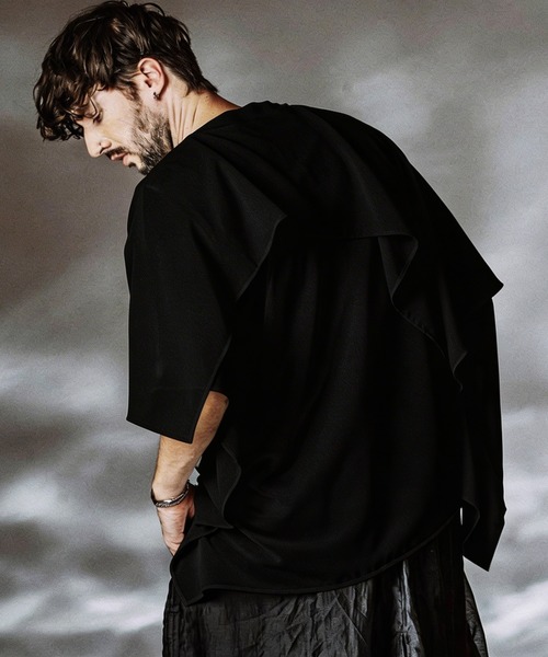 NO ID.（ノーアイディ）の「【NO ID.】Docking Sheer Drape Big T-Shirt / ドッキング シアー ドレープ ビッグ Tシャツ（Tシャツ/カットソー・メンズ・グレー/ブラック/ホワイト・ONE SIZE）」の14枚目の写真