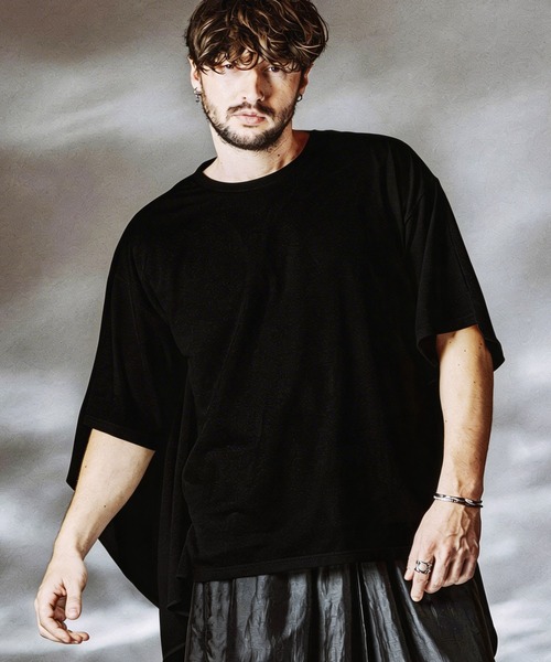 NO ID.（ノーアイディ）の「【NO ID.】Docking Sheer Drape Big T-Shirt / ドッキング シアー ドレープ ビッグ Tシャツ（Tシャツ/カットソー・メンズ・グレー/ブラック/ホワイト・ONE SIZE）」の15枚目の写真