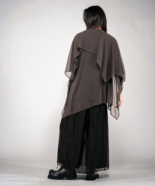 NO ID.（ノーアイディ）の「【NO ID.】Docking Sheer Drape Big T-Shirt / ドッキング シアー ドレープ ビッグ Tシャツ（Tシャツ/カットソー・メンズ・グレー/ブラック/ホワイト・ONE SIZE）」の22枚目の写真