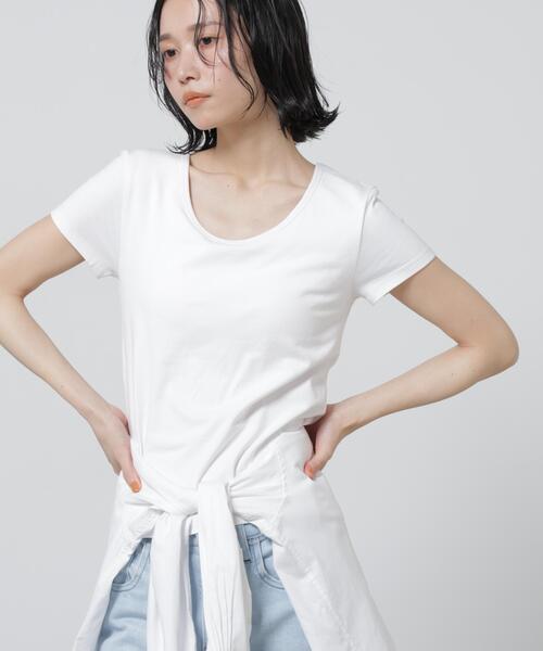 NANO universe(ナノユニバース)の「Anti Soaked(R) 汗染み防止カップ付きTシャツ(Tシャツ/カットソー・レディース・ホワイト/チャコール/ブラック・M/S)」の1枚目の写真