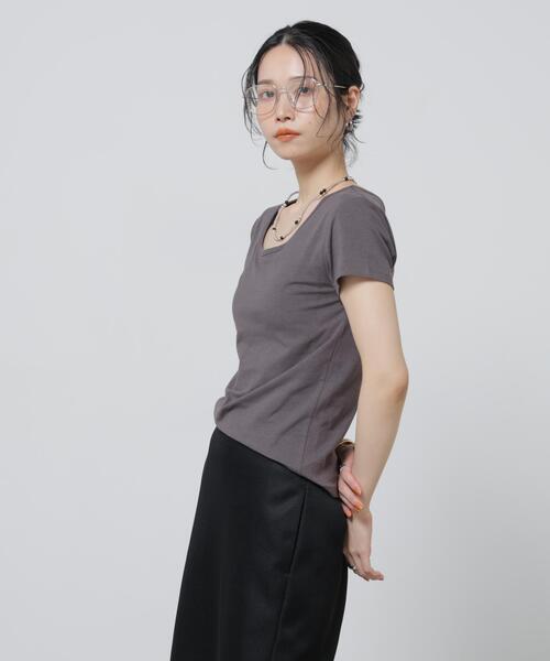 NANO universe(ナノユニバース)の「Anti Soaked(R) 汗染み防止カップ付きTシャツ(Tシャツ/カットソー・レディース・ホワイト/チャコール/ブラック・M/S)」の9枚目の写真