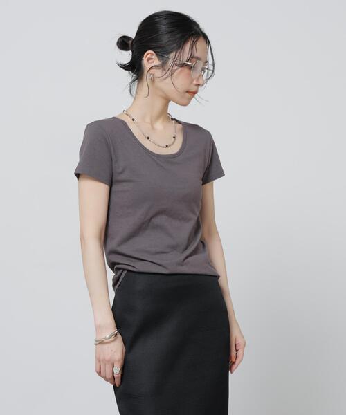 NANO universe(ナノユニバース)の「Anti Soaked(R) 汗染み防止カップ付きTシャツ(Tシャツ/カットソー・レディース・ホワイト/チャコール/ブラック・M/S)」の10枚目の写真