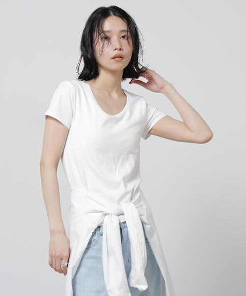 NANO universe(ナノユニバース)の「Anti Soaked(R) 汗染み防止カップ付きTシャツ(Tシャツ/カットソー・レディース・ホワイト/チャコール/ブラック・M/S)」の16枚目の写真