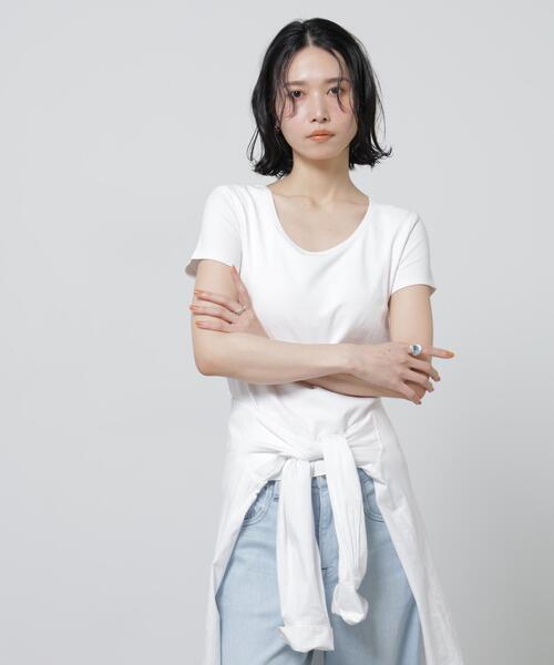 NANO universe(ナノユニバース)の「Anti Soaked(R) 汗染み防止カップ付きTシャツ(Tシャツ/カットソー・レディース・ホワイト/チャコール/ブラック・M/S)」の17枚目の写真