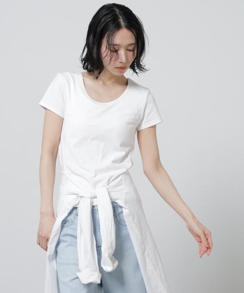 NANO universe(ナノユニバース)の「Anti Soaked(R) 汗染み防止カップ付きTシャツ(Tシャツ/カットソー・レディース・ホワイト/チャコール/ブラック・M/S)」の19枚目の写真