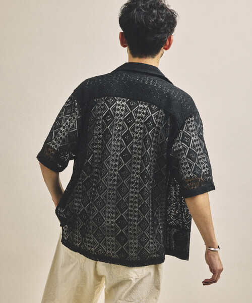 FREAK'S STORE(フリークスストア)の「インド製 パッチワークレース シアー リラックスフィット オープンカラーシャツ ショートスリーブ(シャツ/ブラウス・メンズ・ホワイト/ブラック・MEDIUM/LARGE)」の19枚目の写真