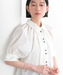 RUIRUE BOUTIQUE（ルイルエブティック）の「洗える ストレッチ 2Set ｜ タック ギャザー シャツ / 綺麗シルエット ・ ワイドパンツ ｜ パンツスーツ・セットアップ・お仕事服・通勤服・シャツ・ママスーツ（セットアップ）」