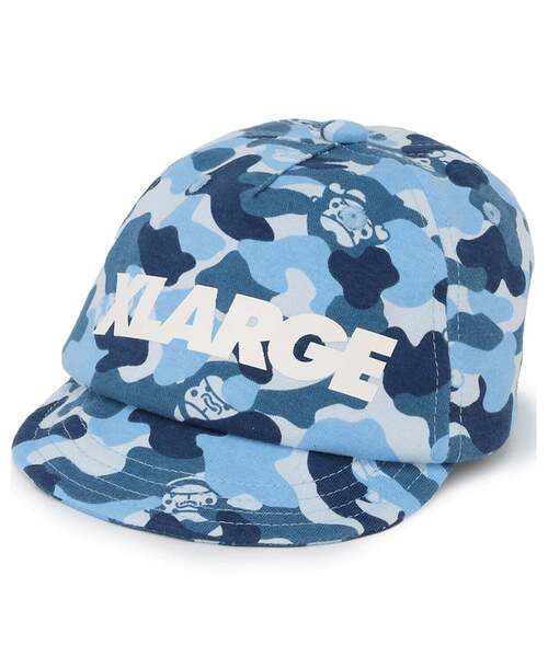 XLARGE KIDS（エクストララージキッズ）の「ファニーゴリラカモ総柄 ベビーキャップ（キャップ・キッズ・ブルー/グリーン・48-50cm）」の2枚目の写真