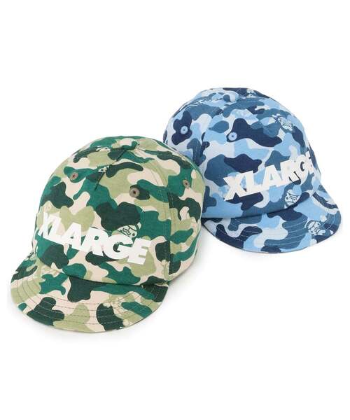XLARGE KIDS（エクストララージキッズ）の「ファニーゴリラカモ総柄 ベビーキャップ（キャップ・キッズ・ブルー/グリーン・48-50cm）」の5枚目の写真