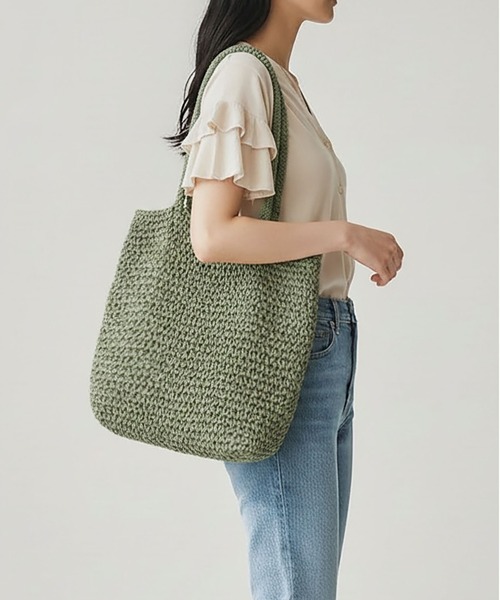 styiro(スタイロ)の「A4収納 軽量ペーパートートバッグ かごバッグ(かごバッグ・レディース・グリーン/パープル/オレンジ/ブラック/ブルー・FREE)」の19枚目の写真