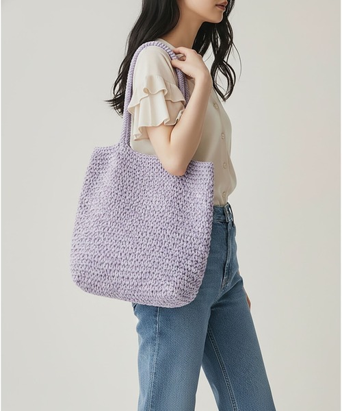 styiro(スタイロ)の「A4収納 軽量ペーパートートバッグ かごバッグ(かごバッグ・レディース・グリーン/パープル/オレンジ/ブラック/ブルー・FREE)」の18枚目の写真