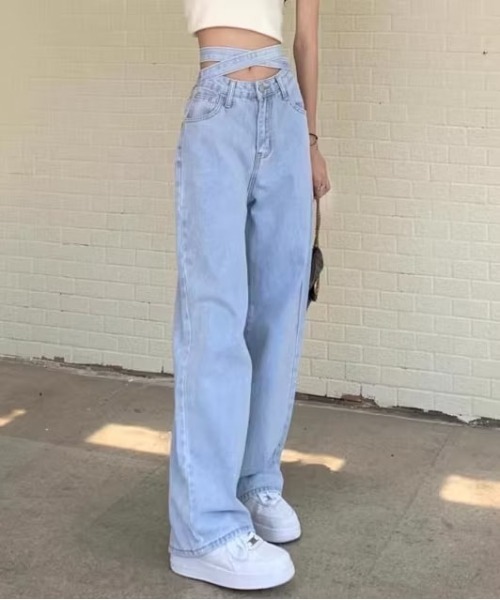 &soiree(アンドソワレ)の「ウエストクロスバックリボンデニムパンツ(デニムパンツ・レディース・ブルー・X-SMALL/SMALL/MEDIUM/LARGE/X-LARGE)」の3枚目の写真