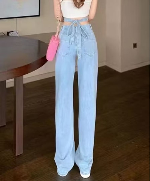 &soiree(アンドソワレ)の「ウエストクロスバックリボンデニムパンツ(デニムパンツ・レディース・ブルー・X-SMALL/SMALL/MEDIUM/LARGE/X-LARGE)」の5枚目の写真
