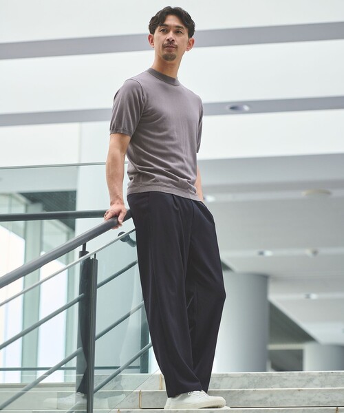 green label relaxing(グリーンレーベルリラクシング)の「【WEB限定】JUST fit ジャケイン モックネック 半袖 ニット(ニット/セーター・メンズ・ブラック/ダークブラウン/ダークグレー/グレー系・L/M/XL/S)」の10枚目の写真