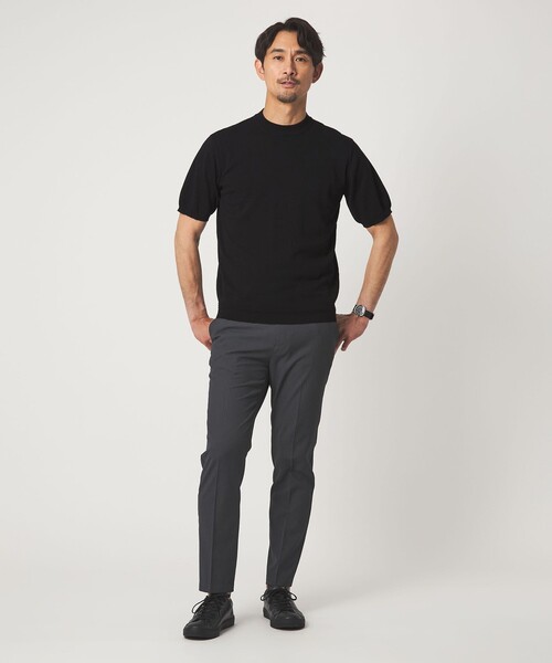 green label relaxing(グリーンレーベルリラクシング)の「【WEB限定】JUST fit ジャケイン モックネック 半袖 ニット(ニット/セーター・メンズ・ブラック/ダークブラウン/ダークグレー/グレー系・L/M/XL/S)」の12枚目の写真