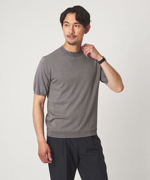 green label relaxing(グリーンレーベルリラクシング)の「【WEB限定】JUST fit ジャケイン モックネック 半袖 ニット(ニット/セーター・メンズ・ブラック/ダークブラウン/ダークグレー/グレー系・L/M/XL/S)」の13枚目の写真