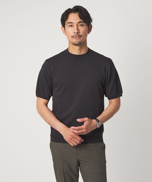 green label relaxing(グリーンレーベルリラクシング)の「【WEB限定】JUST fit ジャケイン モックネック 半袖 ニット(ニット/セーター・メンズ・ブラック/ダークブラウン/ダークグレー/グレー系・L/M/XL/S)」の15枚目の写真