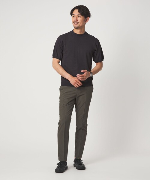 green label relaxing(グリーンレーベルリラクシング)の「【WEB限定】JUST fit ジャケイン モックネック 半袖 ニット(ニット/セーター・メンズ・ブラック/ダークブラウン/ダークグレー/グレー系・L/M/XL/S)」の16枚目の写真