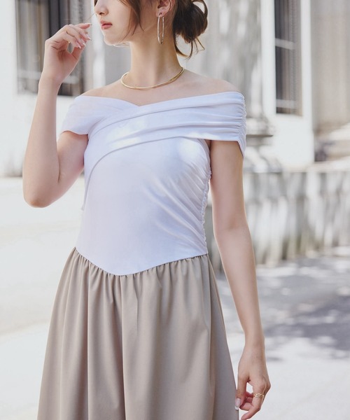 セール】Strech cross docking dress/ストレッチクロスドッキング