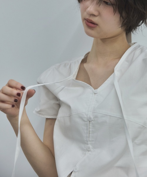 feepur(フェピュール)の「ハーフコットンブラウス(シャツ/ブラウス・レディース・オフホワイト/ブラック・MEDIUM)」の17枚目の写真