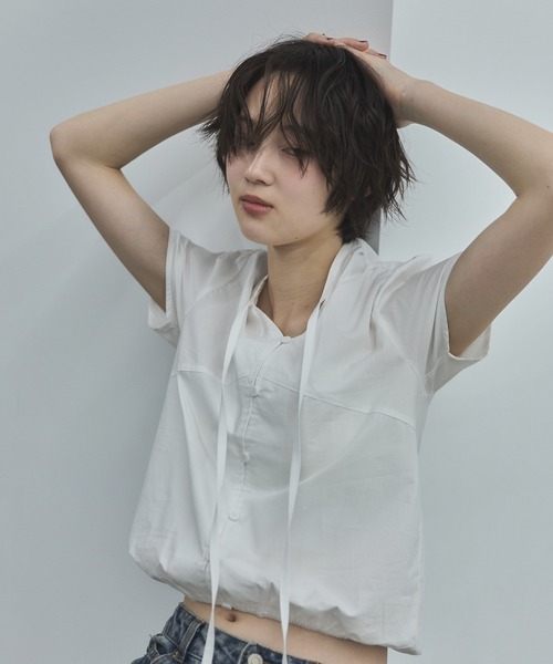 feepur(フェピュール)の「ハーフコットンブラウス(シャツ/ブラウス・レディース・オフホワイト/ブラック・MEDIUM)」の15枚目の写真