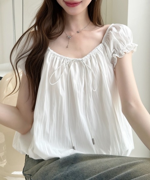 Ada.(エイダ)の「裾バルーン パフ スリーブ ギャザー ブラウス(シャツ/ブラウス・レディース・イエロー/ブルー/ブラック/ホワイト・FREE)」の7枚目の写真