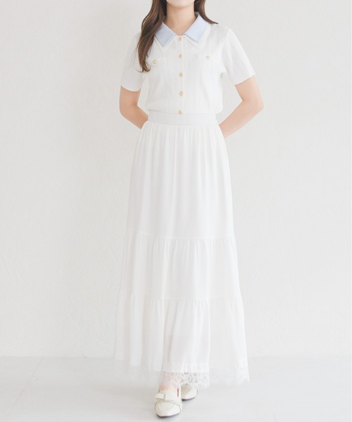 ミッシュマッシュ　2026春夏新作ダブル衿ケーブルカーディガン　ミントグリーン セール】2026春夏新作 ダブル衿ケーブルカーディガン（カーディガン