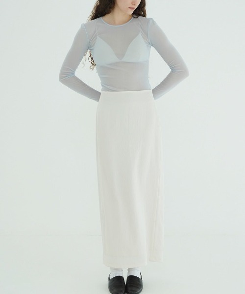 CLANE(クラネ)の「LOW WAIST STRAIGHT SKIRT 10109-6063(スカート・レディース・ブラック/オフホワイト・2/1)」の4枚目の写真