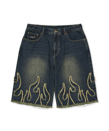 FLAME DENIM SHORTS (S.BLACK)