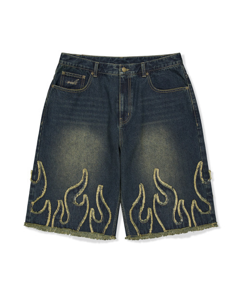 WKNDRS(ウィーキャンドース)の「FLAME DENIM SHORTS (S.BLACK)(その他パンツ・レディース・その他・MEDIUM/LARGE/X-LARGE)」の1枚目の写真